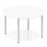 Impulse 1200mm Circle Table White Top Silver Box Frame Leg BF00197 DD